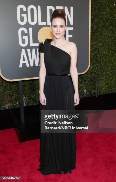 75th ANNUAL GOLDEN GLOBE AWARDS -- Pictured: Actor Rachel Brosnahan arrives to the 75th Annual Golden Globe Awards held at the Beverly Hilton Hotel...