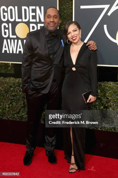 Actor Kenya Barris and Dr. Rainbow Edwards-Barris attend The 75th Annual Golden Globe Awards at The Beverly Hilton Hotel on January 7, 2018 in...