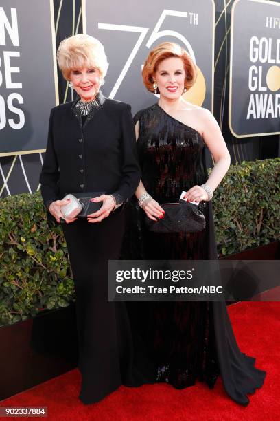 75th ANNUAL GOLDEN GLOBE AWARDS -- Pictured: Karen Sharpe and Kat Kramer arrive to the 75th Annual Golden Globe Awards held at the Beverly Hilton...