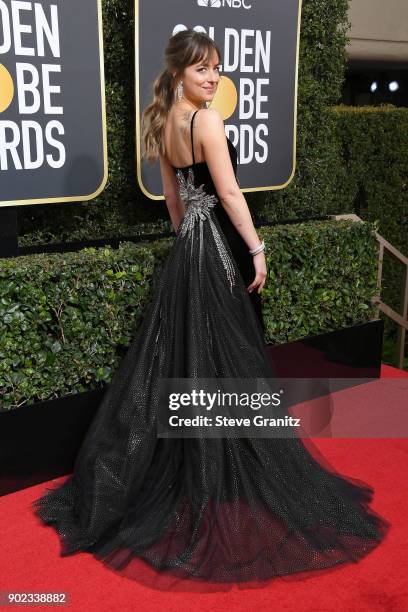 Actor Dakota Johnson attends The 75th Annual Golden Globe Awards at The Beverly Hilton Hotel on January 7, 2018 in Beverly Hills, California.