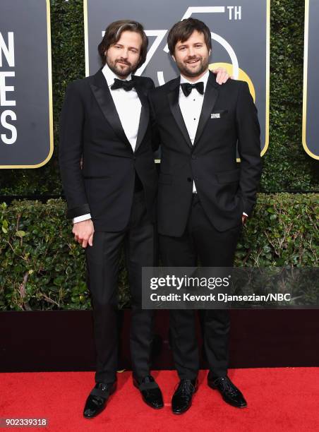 75th ANNUAL GOLDEN GLOBE AWARDS -- Pictured: Directors Ross Duffer and Matt Duffer arrive to the 75th Annual Golden Globe Awards held at the Beverly...