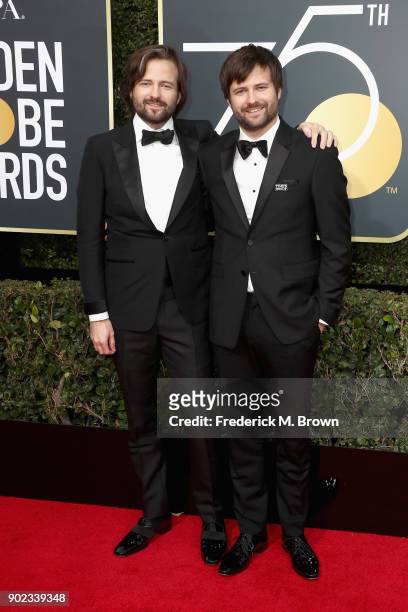 Ross Duffer and Matt Duffer attend The 75th Annual Golden Globe Awards at The Beverly Hilton Hotel on January 7, 2018 in Beverly Hills, California.