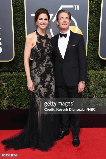 75th ANNUAL GOLDEN GLOBE AWARDS -- Pictured: Producer Desiree Gruber and actor Kyle MacLachlan arrive to the 75th Annual Golden Globe Awards held at...