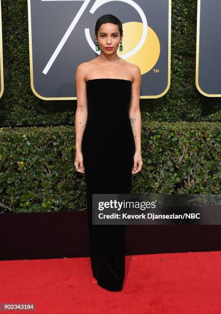 75th ANNUAL GOLDEN GLOBE AWARDS -- Pictured: Actor Zoë Kravitz arrives to the 75th Annual Golden Globe Awards held at the Beverly Hilton Hotel on...