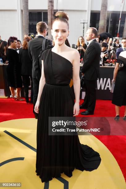 75th ANNUAL GOLDEN GLOBE AWARDS -- Pictured: Actor Rachel Brosnahan arrives to the 75th Annual Golden Globe Awards held at the Beverly Hilton Hotel...