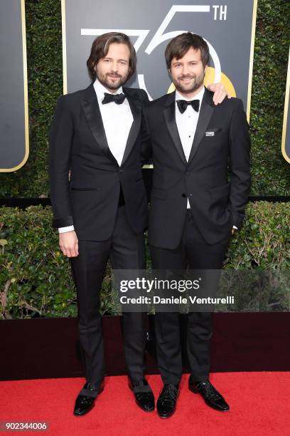 Producer/directors Matt Duffer and Ross Duffer attend The 75th Annual Golden Globe Awards at The Beverly Hilton Hotel on January 7, 2018 in Beverly...