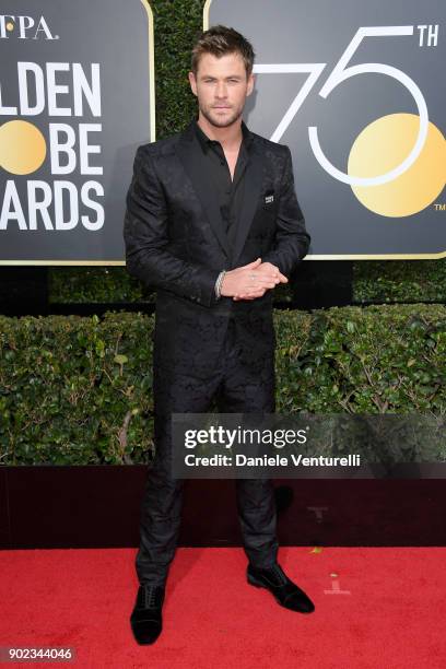Actor Chris Hemsworth attends The 75th Annual Golden Globe Awards at The Beverly Hilton Hotel on January 7, 2018 in Beverly Hills, California.