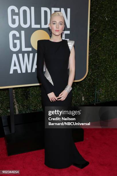 75th ANNUAL GOLDEN GLOBE AWARDS -- Pictured: Actor Saoirse Ronan arrives to the 75th Annual Golden Globe Awards held at the Beverly Hilton Hotel on...