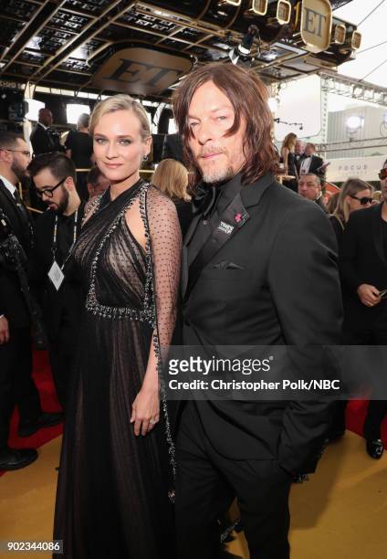 75th ANNUAL GOLDEN GLOBE AWARDS -- Pictured: Actors Diane Kruger and Norman Reedus arrive to the 75th Annual Golden Globe Awards held at the Beverly...