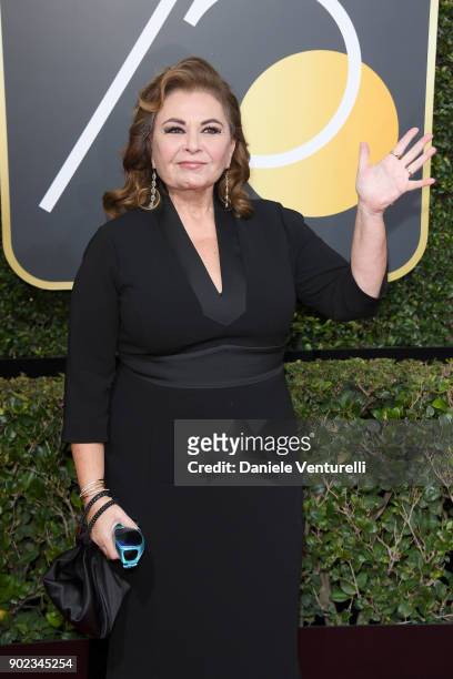 Actor Roseanne Barr attends The 75th Annual Golden Globe Awards at The Beverly Hilton Hotel on January 7, 2018 in Beverly Hills, California.