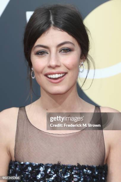 Actor Alessandra Mastronardi attends The 75th Annual Golden Globe Awards at The Beverly Hilton Hotel on January 7, 2018 in Beverly Hills, California.