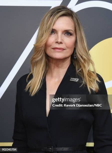 75th ANNUAL GOLDEN GLOBE AWARDS -- Pictured: Actor Michelle Pfeiffer arrives to the 75th Annual Golden Globe Awards held at the Beverly Hilton Hotel...