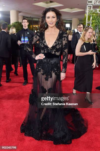 Actor Catherine Zeta-Jones attends The 75th Annual Golden Globe Awards at The Beverly Hilton Hotel on January 7, 2018 in Beverly Hills, California.