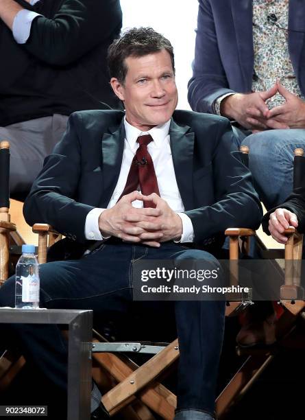 Actor Dylan Walsh of the television show "Life Sentence" speaks on stage during the CW portion of the 2018 Winter Television Critics Association...