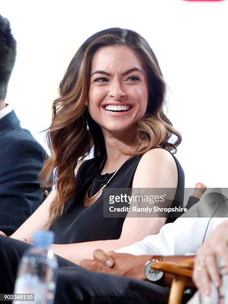 Actress Brooke Lyons of the television show "Life Sentence" speaks on stage during the CW portion of the 2018 Winter Television Critics Association...