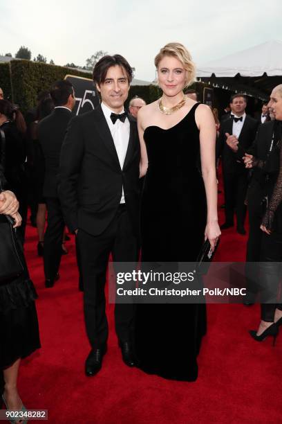 75th ANNUAL GOLDEN GLOBE AWARDS -- Pictured: Director Noah Baumbach and actor Greta Gerwig arrive to the 75th Annual Golden Globe Awards held at the...