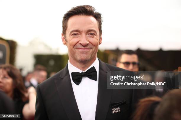 75th ANNUAL GOLDEN GLOBE AWARDS -- Pictured: Actor Hugh Jackman arrives to the 75th Annual Golden Globe Awards held at the Beverly Hilton Hotel on...