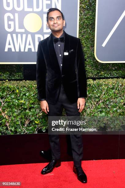 Aziz Ansari attends The 75th Annual Golden Globe Awards at The Beverly Hilton Hotel on January 7, 2018 in Beverly Hills, California.