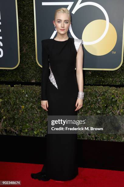 Saoirse Ronan attends The 75th Annual Golden Globe Awards at The Beverly Hilton Hotel on January 7, 2018 in Beverly Hills, California.