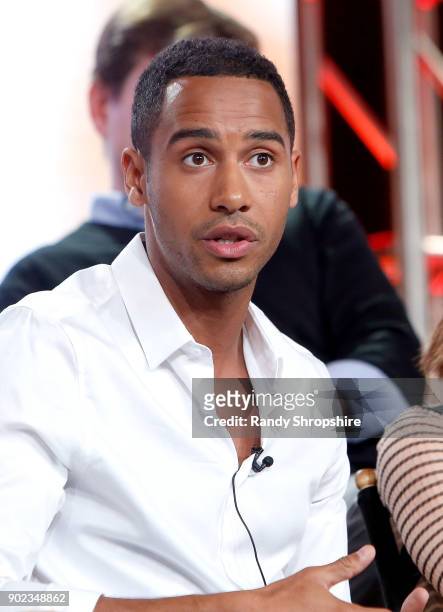 Actor Elliot Knight of the television show "Life Sentence" speaks on stage during the CW portion of the 2018 Winter Television Critics Association...