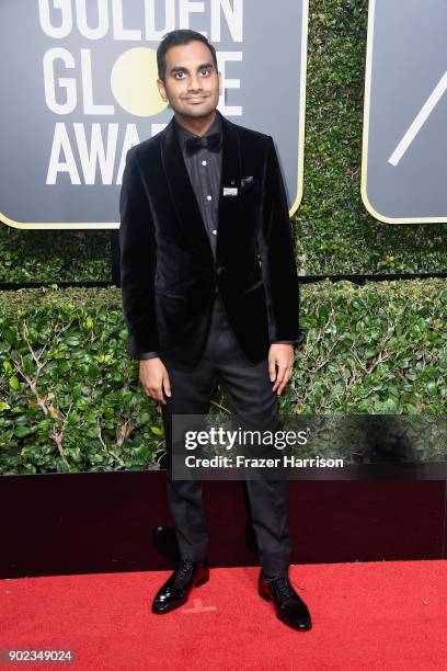 Actor Aziz Ansari attends The 75th Annual Golden Globe Awards at The Beverly Hilton Hotel on January 7, 2018 in Beverly Hills, California.