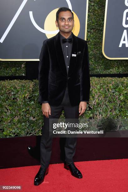 Actor/Comedian Aziz Ansari attends The 75th Annual Golden Globe Awards at The Beverly Hilton Hotel on January 7, 2018 in Beverly Hills, California.