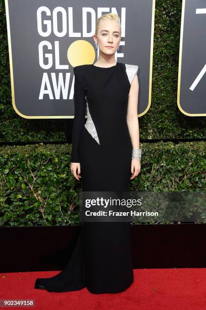 Actor Saoirse Ronan attends The 75th Annual Golden Globe Awards at The Beverly Hilton Hotel on January 7, 2018 in Beverly Hills, California.