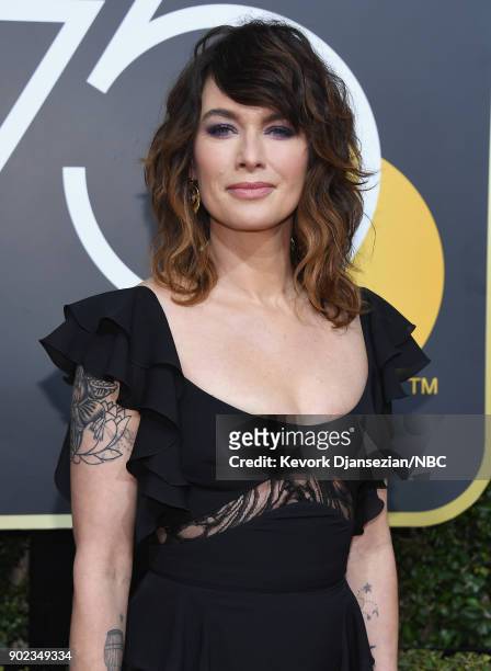 75th ANNUAL GOLDEN GLOBE AWARDS -- Pictured: Actor Lena Headey arrives to the 75th Annual Golden Globe Awards held at the Beverly Hilton Hotel on...