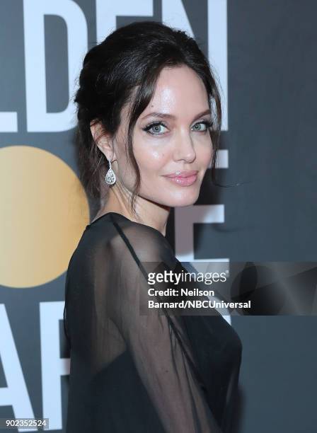 75th ANNUAL GOLDEN GLOBE AWARDS -- Pictured: Actor Angelina Jolie arrives to the 75th Annual Golden Globe Awards held at the Beverly Hilton Hotel on...