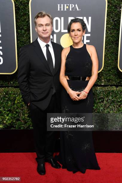 Director Christopher Nolan and producer Emma Thomas attend The 75th Annual Golden Globe Awards at The Beverly Hilton Hotel on January 7, 2018 in...