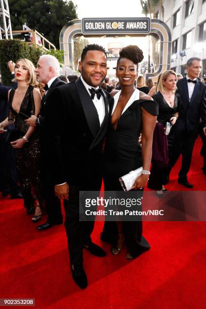 75th ANNUAL GOLDEN GLOBE AWARDS -- Pictured: Actor Anthony Anderson and Alvina Stewart arrive to the 75th Annual Golden Globe Awards held at the...