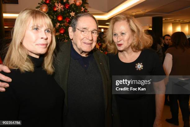 Actors Candice Patou Robert Hossein and Katia Tchenko attend 'Heros en Mer' Patrick and Olivier Poivre d'Arvor Book Signing at Hotel Courtyard...