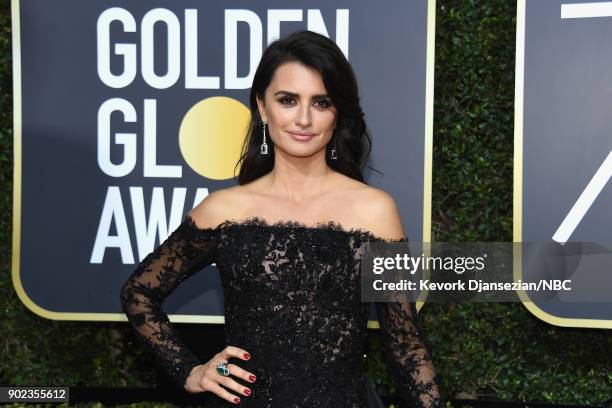 75th ANNUAL GOLDEN GLOBE AWARDS -- Pictured: Actor Penélope Cruz arrives to the 75th Annual Golden Globe Awards held at the Beverly Hilton Hotel on...