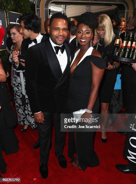 Actor Anthony Anderson and Alvina Stewart celebrate The 75th Annual Golden Globe Awards with Moet & Chandon at The Beverly Hilton Hotel on January 7,...