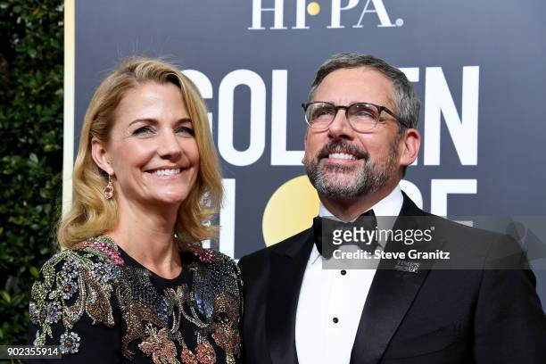 Nancy Carell and Steve Carell attend The 75th Annual Golden Globe Awards at The Beverly Hilton Hotel on January 7, 2018 in Beverly Hills, California.