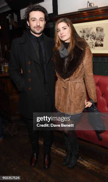 Alex Zane and Nettie Wakefield attend the LFWM Official Party & Pub Lock-In during London Fashion Week Men's January 2018 at The George on January 7,...