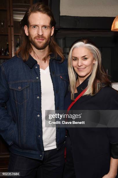 Craig McGinlay and Catherine Hayward attend the LFWM Official Party & Pub Lock-In during London Fashion Week Men's January 2018 at The George on...