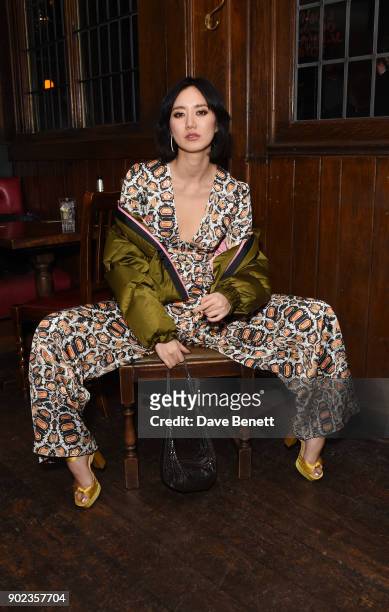 Betty Bachz attends the LFWM Official Party & Pub Lock-In during London Fashion Week Men's January 2018 at The George on January 7, 2018 in London,...