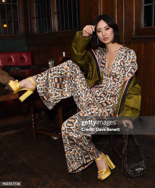 Betty Bachz attends the LFWM Official Party & Pub Lock-In during London Fashion Week Men's January 2018 at The George on January 7, 2018 in London,...