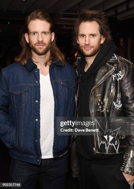 Craig McGinlay and Marc Jacques Burton attend the LFWM Official Party & Pub Lock-In during London Fashion Week Men's January 2018 at The George on...