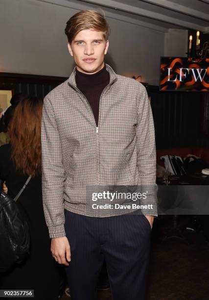 Toby Huntington-Whiteley attends the LFWM Official Party & Pub Lock-In during London Fashion Week Men's January 2018 at The George on January 7, 2018...