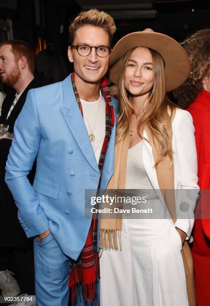 Oliver Proudlock and Emma Louise Connolly attend the LFWM Official Party & Pub Lock-In during London Fashion Week Men's January 2018 at The George on...