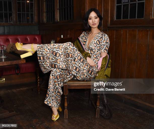 Betty Bachz attends the LFWM Official Party & Pub Lock-In during London Fashion Week Men's January 2018 at The George on January 7, 2018 in London,...