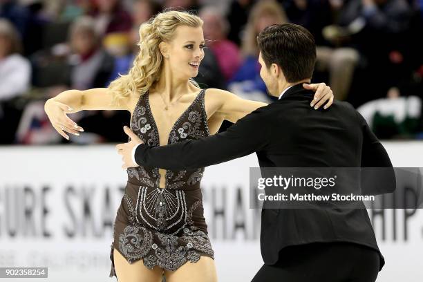Madison Hubbell and Zachary Donohue compete in the Free Dance during the 2018 Prudential U.S. Figure Skating Championships at the SAP Center on...