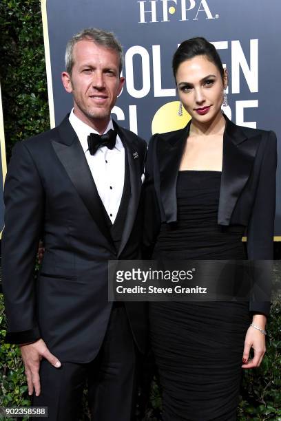 Actor Gal Gadot and Yaron Varsano attend The 75th Annual Golden Globe Awards at The Beverly Hilton Hotel on January 7, 2018 in Beverly Hills,...