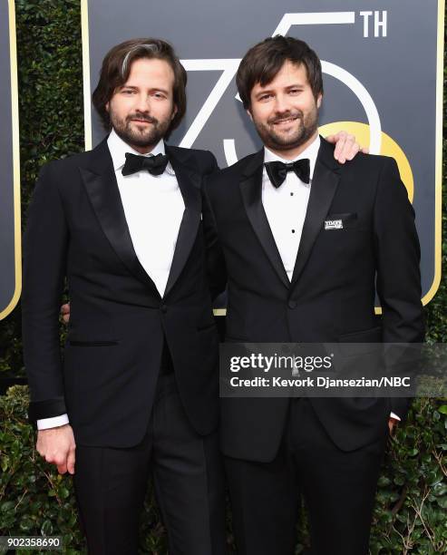 75th ANNUAL GOLDEN GLOBE AWARDS -- Pictured: Direcots Ross Duffer and Matt Duffer arrive to the 75th Annual Golden Globe Awards held at the Beverly...