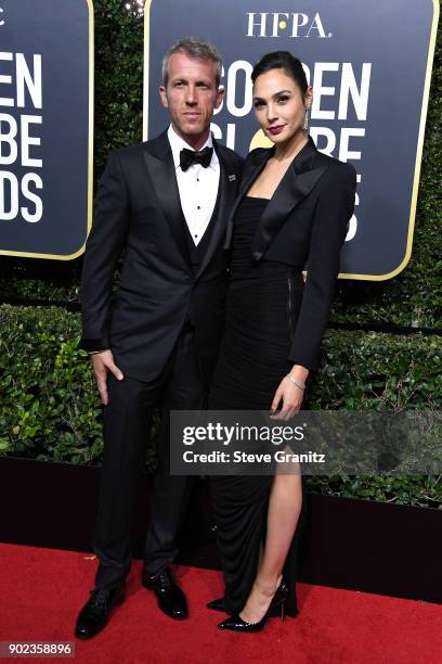 Actor Gal Gadot and Yaron Varsano attend The 75th Annual Golden Globe Awards at The Beverly Hilton Hotel on January 7, 2018 in Beverly Hills,...