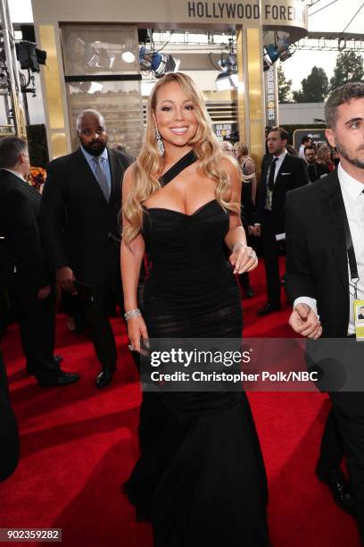 75th ANNUAL GOLDEN GLOBE AWARDS -- Pictured: Actor/singer Mariah Carey arrives to the 75th Annual Golden Globe Awards held at the Beverly Hilton...