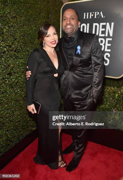 Producer Kenya Barris and Dr. Rainbow Edwards-Barris attend The 75th Annual Golden Globe Awards at The Beverly Hilton Hotel on January 7, 2018 in...