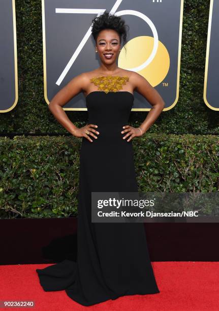 75th ANNUAL GOLDEN GLOBE AWARDS -- Pictured: Actor Samira Wiley arrives to the 75th Annual Golden Globe Awards held at the Beverly Hilton Hotel on...